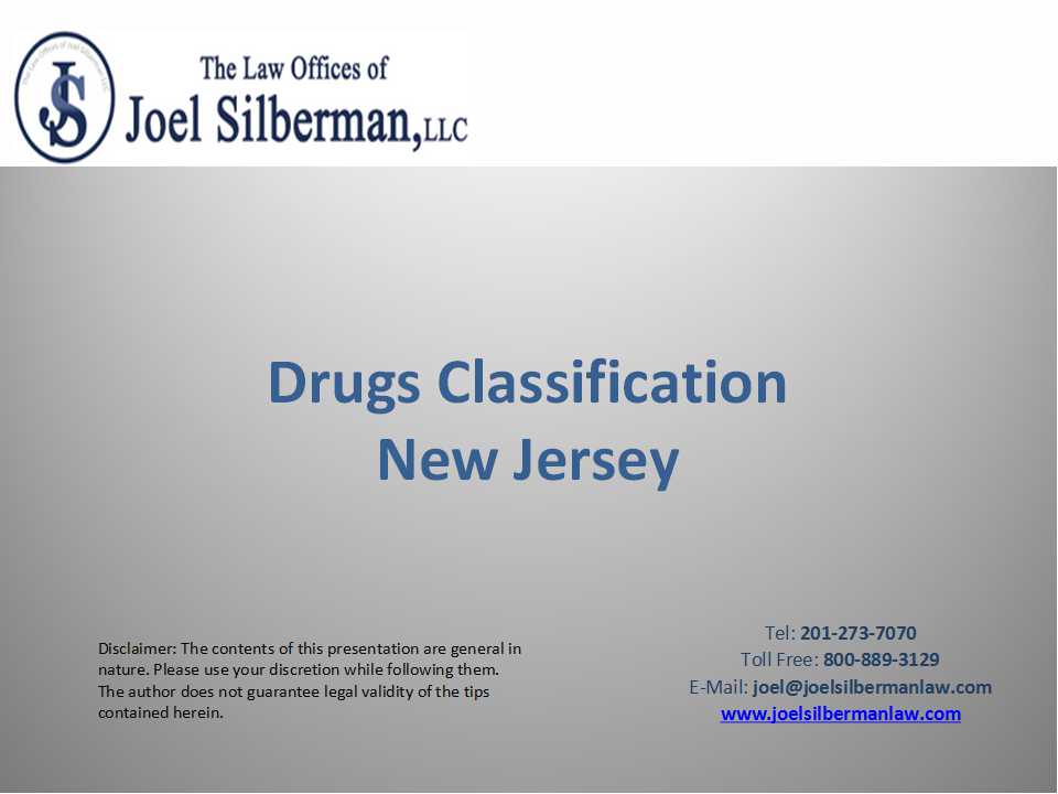 Slide : Drugs Classification New Jersey